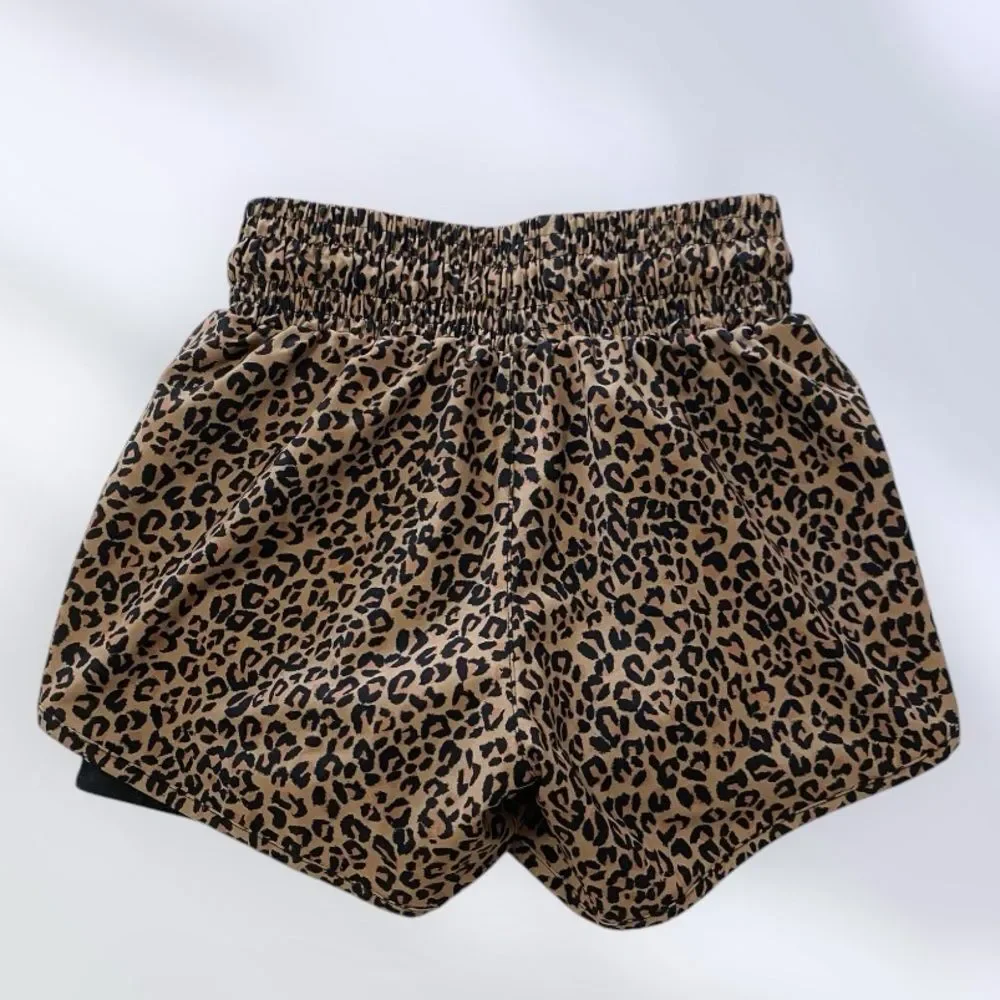 ALBION Shorts Pursuit Lunge Leopard Spandex With Grip Liner Like NEW Size XS